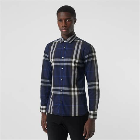 burberry check cuff stretch cotton shirt|burberry check button up shirt.